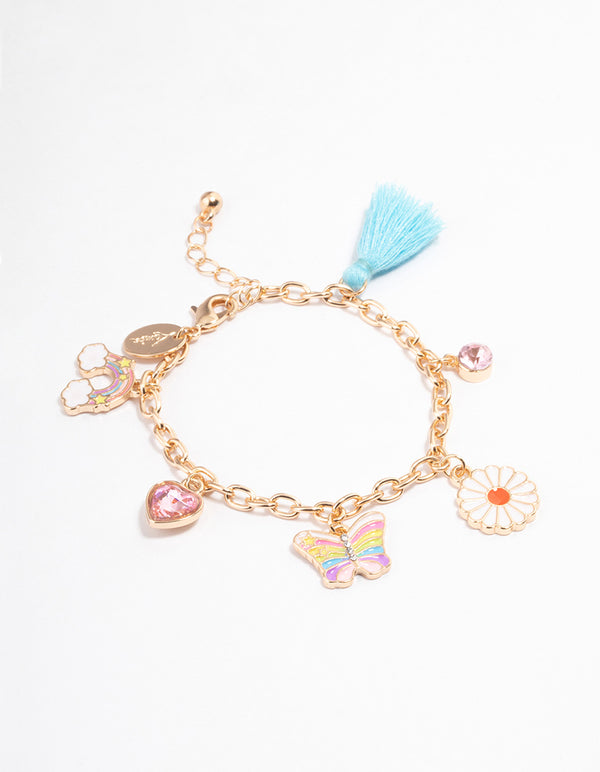 Kids Gold Bright Motif Charm Bracelet