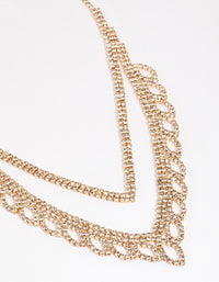 Gold Diamante Leaf Pointed Necklace - link has visual effect only