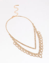 Gold Diamante Leaf Pointed Necklace - link has visual effect only