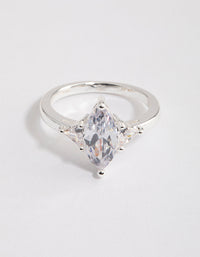 Silver Plated Precious Marquise Ring - link has visual effect only