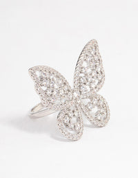 Rhodium Statement Butterfly Cocktail Ring - link has visual effect only