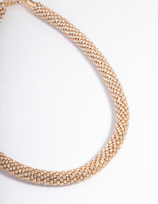 Gold Diamante Mesh Necklace