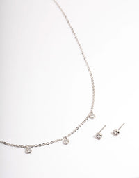 Silver Cubic Zirconia Bezel Charm Jewellery Set - link has visual effect only