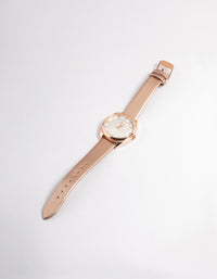 Rose Gold Square Face Textured Faux Leather Watch - link has visual effect only