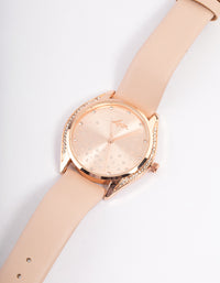 Rose Gold Diamante Scatter Faux Leather Watch - link has visual effect only