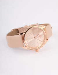 Rose Gold Diamante Scatter Faux Leather Watch - link has visual effect only