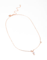 Rose Gold Dainty Butterfly & Diamante Necklace - link has visual effect only