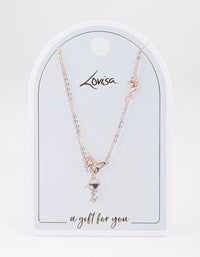 Rose Gold Dainty Butterfly & Diamante Necklace - link has visual effect only