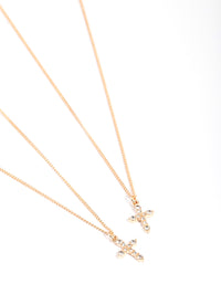 Gold Classic Diamante Cross Necklace Pack - link has visual effect only