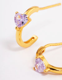 Gold Plated Sterling Silver Amethyst Heart Hoop Earrings - link has visual effect only