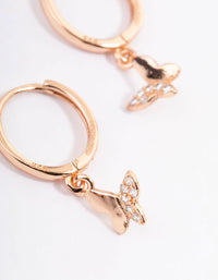 Rose Gold Plated Sterling Silver Diamante Butterfly Huggie Earrings - link has visual effect only