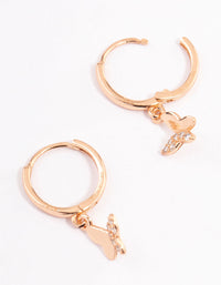 Rose Gold Plated Sterling Silver Diamante Butterfly Huggie Earrings - link has visual effect only