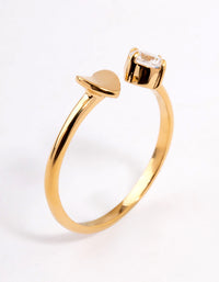 Gold Plated Sterling Silver Open Heart & Cubic Zirconia Ring - link has visual effect only