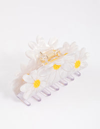 White Acrylic Triple Daisy Hair Claw Clip - link has visual effect only