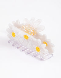 White Acrylic Triple Daisy Hair Claw Clip - link has visual effect only