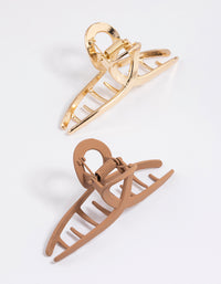 Neutral & Gold Metal Hair Claw Clip Pack - link has visual effect only