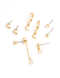 Letter 'C' Gold Plated Initial Ear Stackers - link has visual effect only