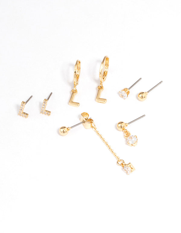 Letter 'L' Gold Plated Initial Ear Stackers