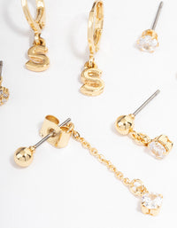 Letter 'S' Gold Plated Initial Ear Stackers - link has visual effect only