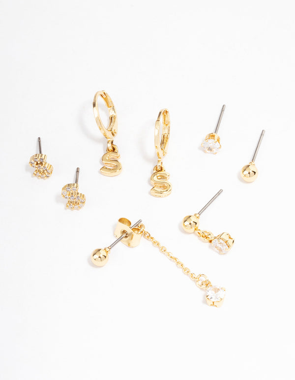 Letter 'S' Gold Plated Initial Ear Stackers