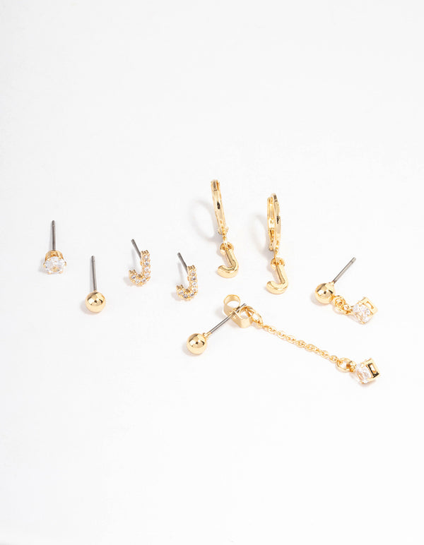 Letter 'J' Gold Plated Initial Ear Stackers