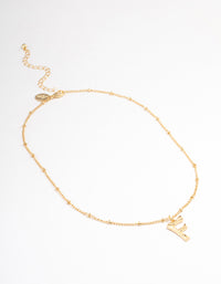 Letter 'F' Gold Plated Bamboo Initial Necklace - link has visual effect only