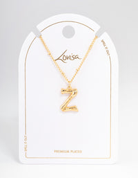 Letter 'Z' Gold Plated Bamboo Initial Necklace - link has visual effect only