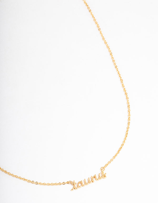 Gold Plated Taurus Script Pendant Necklace