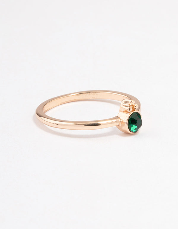 Green Round Beaded Ring