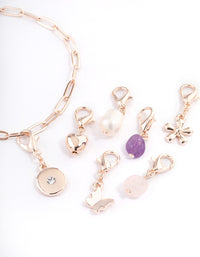 Rose Gold Semi Precious Diamante Charm Bracelet - link has visual effect only