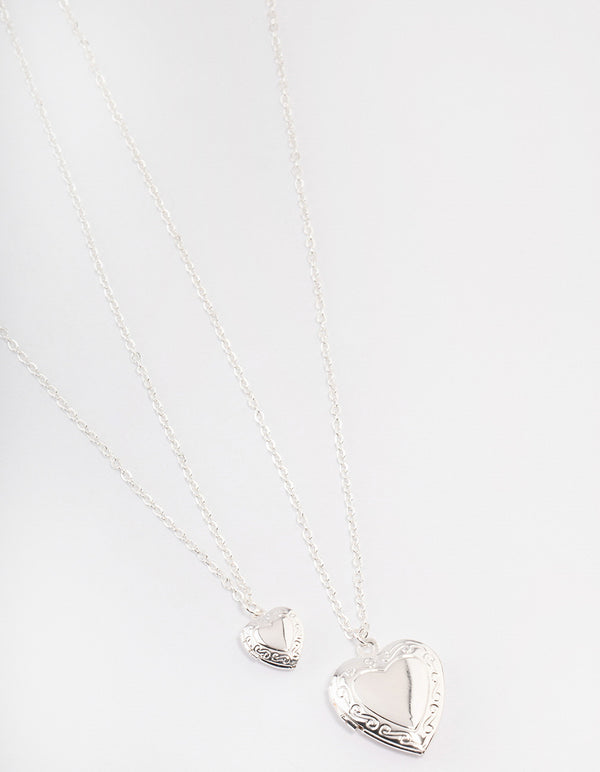 Silver Plated Heart Locket Necklace Pack