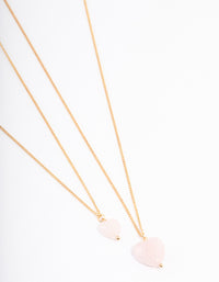 Gold Plated Rose Quartz Heart Necklace Pack - link has visual effect only