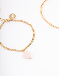 Gold Plated Rose Quartz Heart Bracelet Pack - link has visual effect only