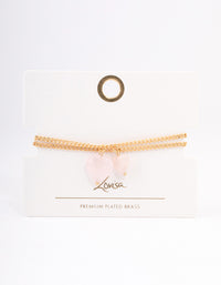 Gold Plated Rose Quartz Heart Bracelet Pack - link has visual effect only