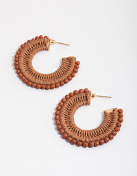 Gold Beaded Edge Hoop Earrings - link has visual effect only