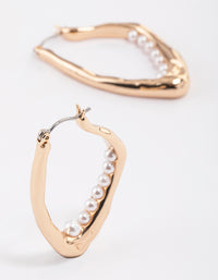 Gold Nested Pearl Hoop Earrings - link has visual effect only