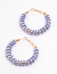 Gold Striped Beaded Hoop Earrings - link has visual effect only