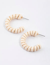 Gold Raffia Chain Beaded Earrings - link has visual effect only