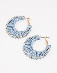 Gold Wrapped Threaded Hoop Earrings - link has visual effect only