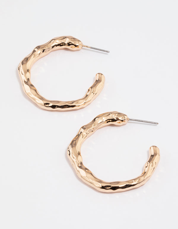 Gold Molten Hoop Earrings