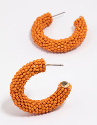 Gold Seed Beaded Hoop Earrings - link has visual effect only