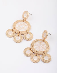 Gold Textured Disc Fringe Earrings - link has visual effect only