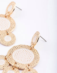 Gold Textured Disc Fringe Earrings - link has visual effect only