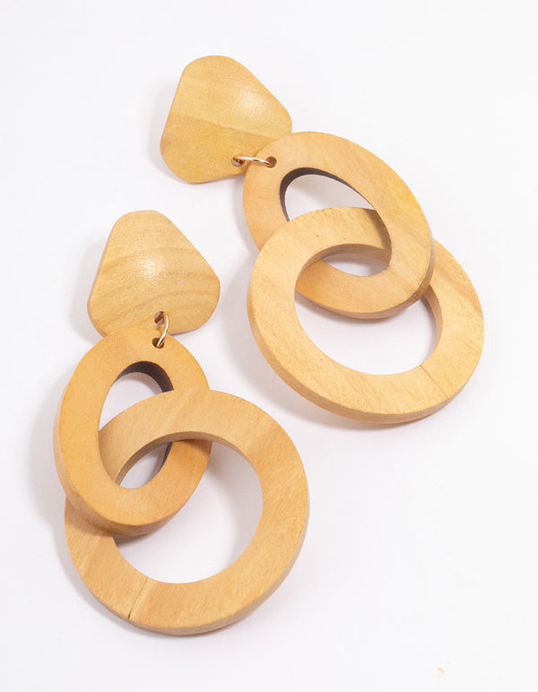 Wood Double Loop Earrings