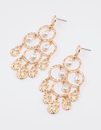 Gold Textured Chandelier Earrings - link has visual effect only