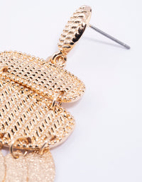 Gold Woven Textured Fringe Earrings - link has visual effect only