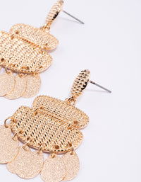 Gold Woven Textured Fringe Earrings - link has visual effect only