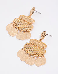 Gold Woven Textured Fringe Earrings - link has visual effect only