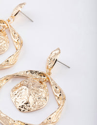 Gold Molten Double Circle Drop Earrings - link has visual effect only