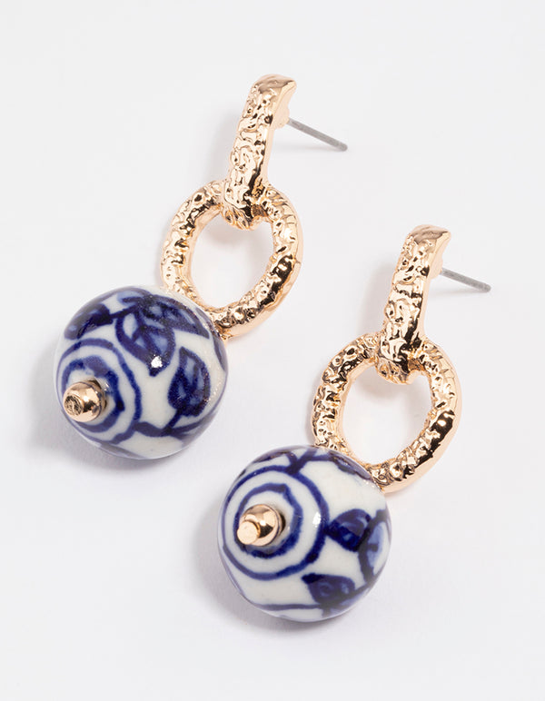 Gold Molten Painted Ball Earrings